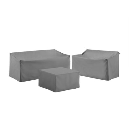 3Pc Outdoor Furniture Cover Set, Loveseat, Sofa, & Square Table/Ottoman