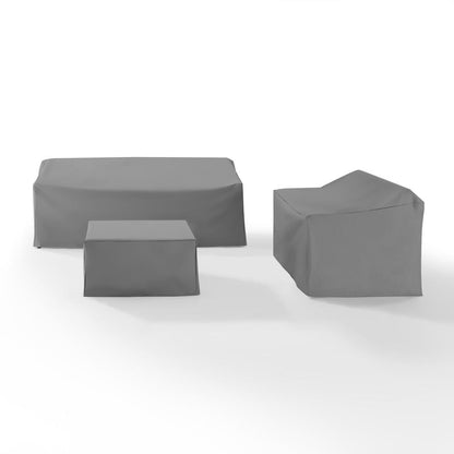 3Pc Outdoor Furniture Cover Set, Loveseat, Sofa, & Square Table/Ottoman