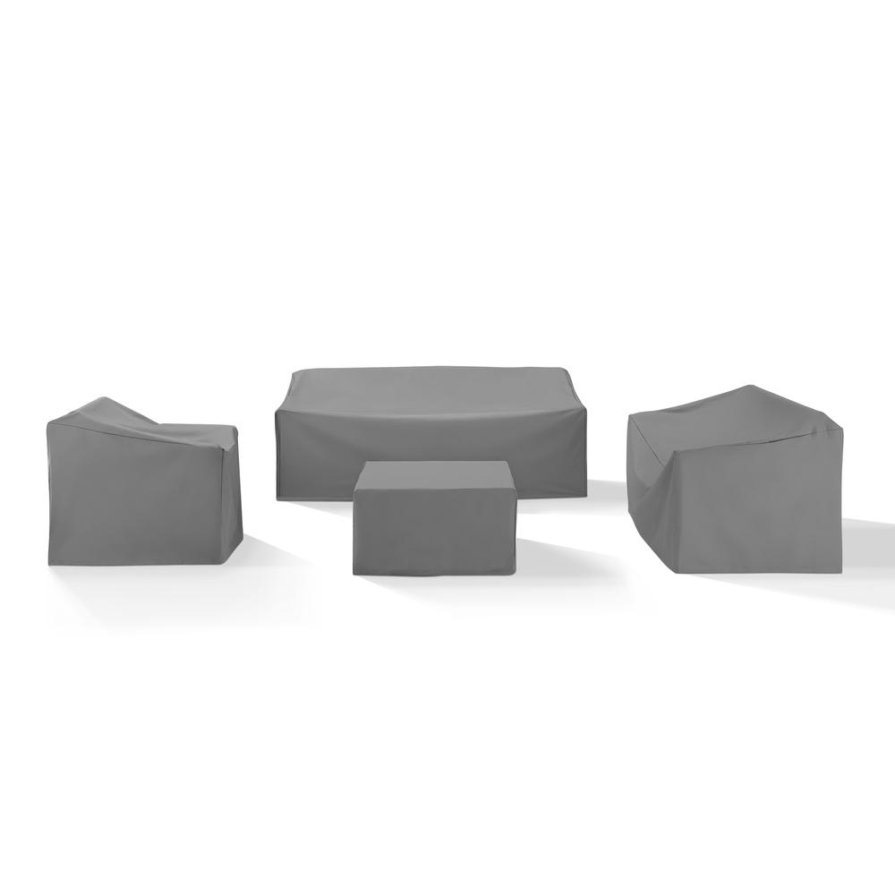 4Pc Outdoor Furniture Cover Set, Loveseat, Sofa, Square Table/Ottoman, Arm Chair