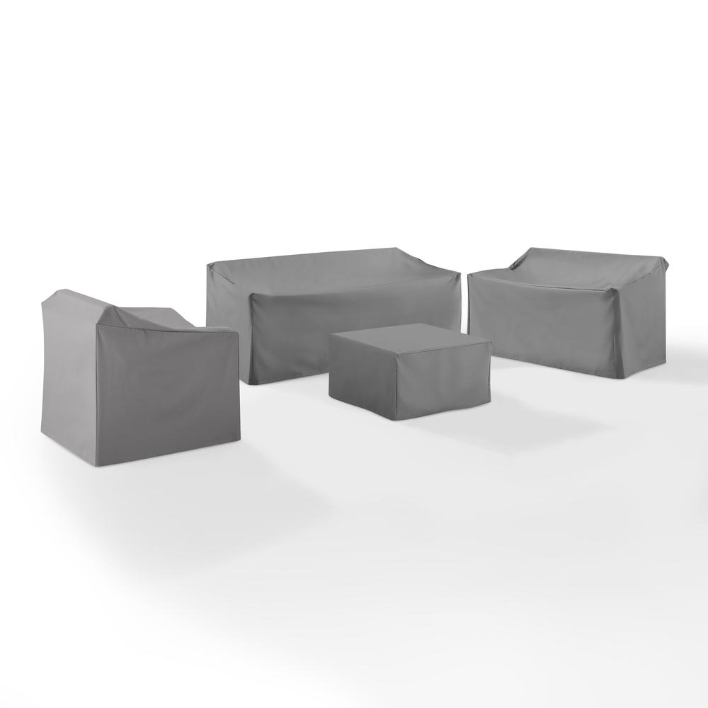 4Pc Outdoor Furniture Cover Set, Loveseat, Sofa, Square Table/Ottoman, Arm Chair