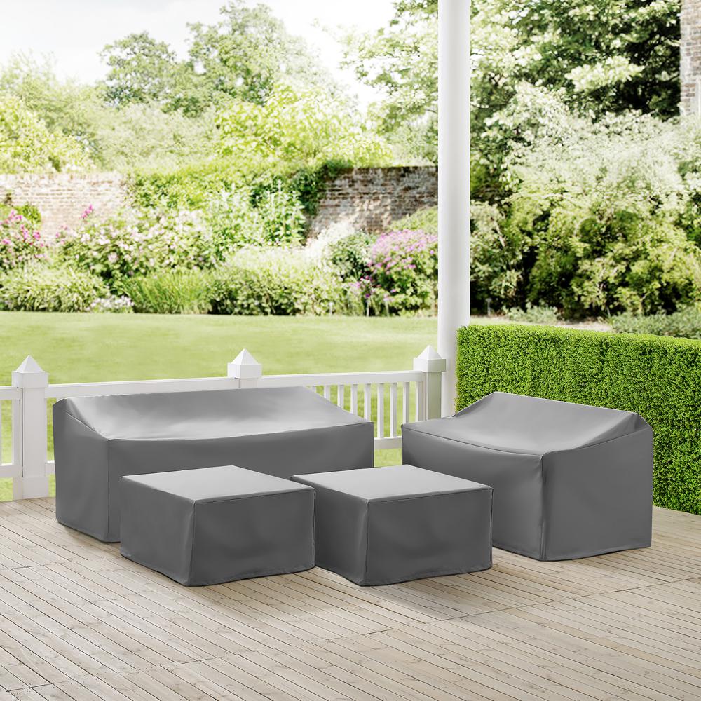 4Pc Outdoor Furniture Cover Set, Loveseat, Sofa, 2 Square Table/Ottoman