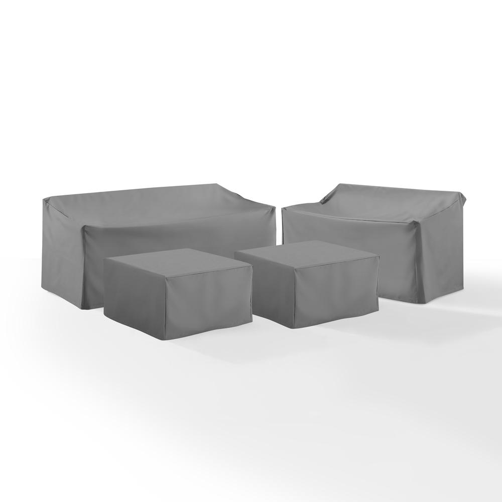 4Pc Outdoor Furniture Cover Set, Loveseat, Sofa, 2 Square Table/Ottoman
