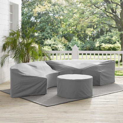 Catalina 3Pc Outdoor Furniture Cover Set, 2 Round Sectional Sofas & Coffee Table