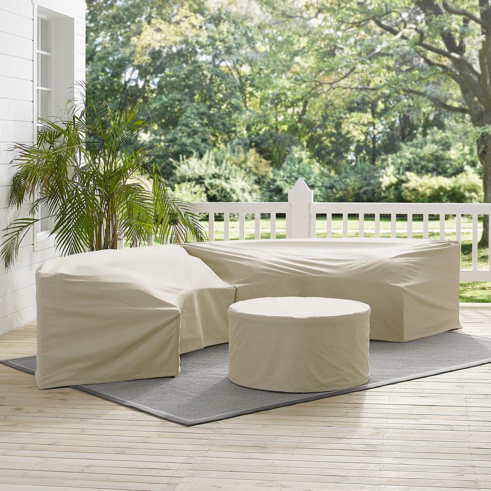 Catalina 3Pc Outdoor Furniture Cover Set, 2 Round Sectional Sofas & Coffee Table