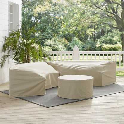 Catalina 3Pc Outdoor Furniture Cover Set, 2 Round Sectional Sofas & Coffee Table