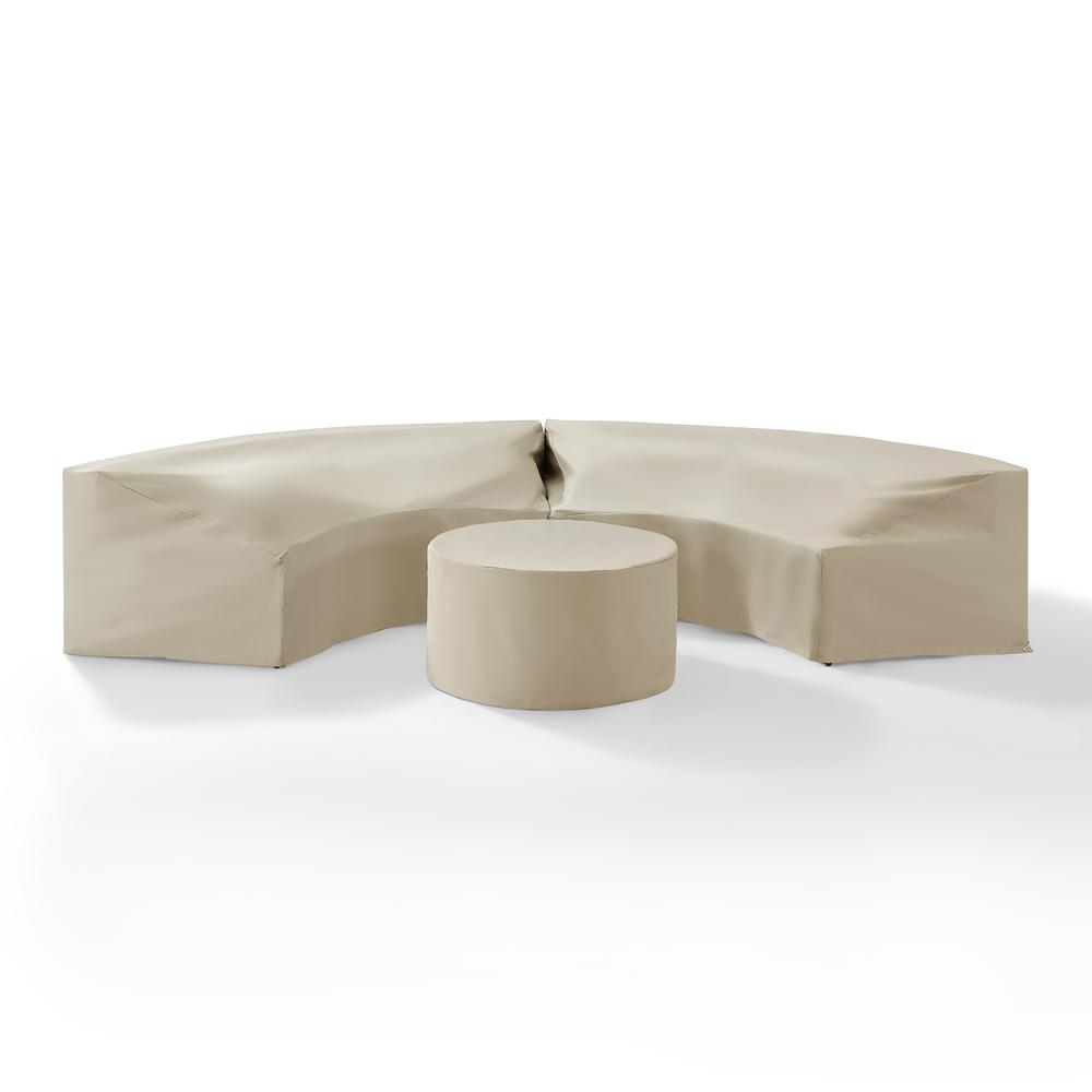 Catalina 3Pc Outdoor Furniture Cover Set, 2 Round Sectional Sofas & Coffee Table