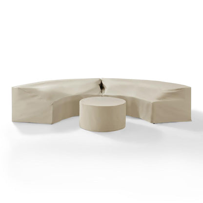 Catalina 3Pc Outdoor Furniture Cover Set, 2 Round Sectional Sofas & Coffee Table