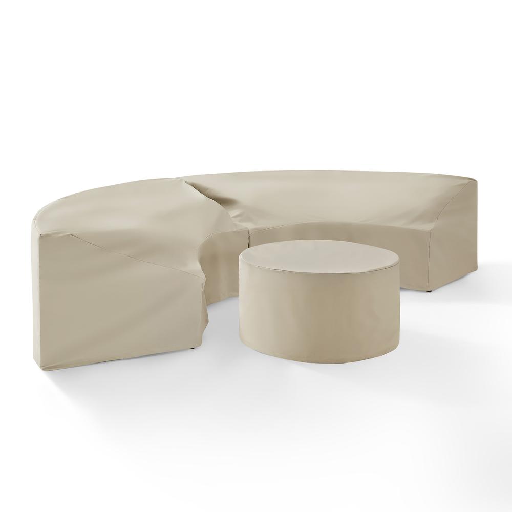 Catalina 3Pc Outdoor Furniture Cover Set, 2 Round Sectional Sofas & Coffee Table
