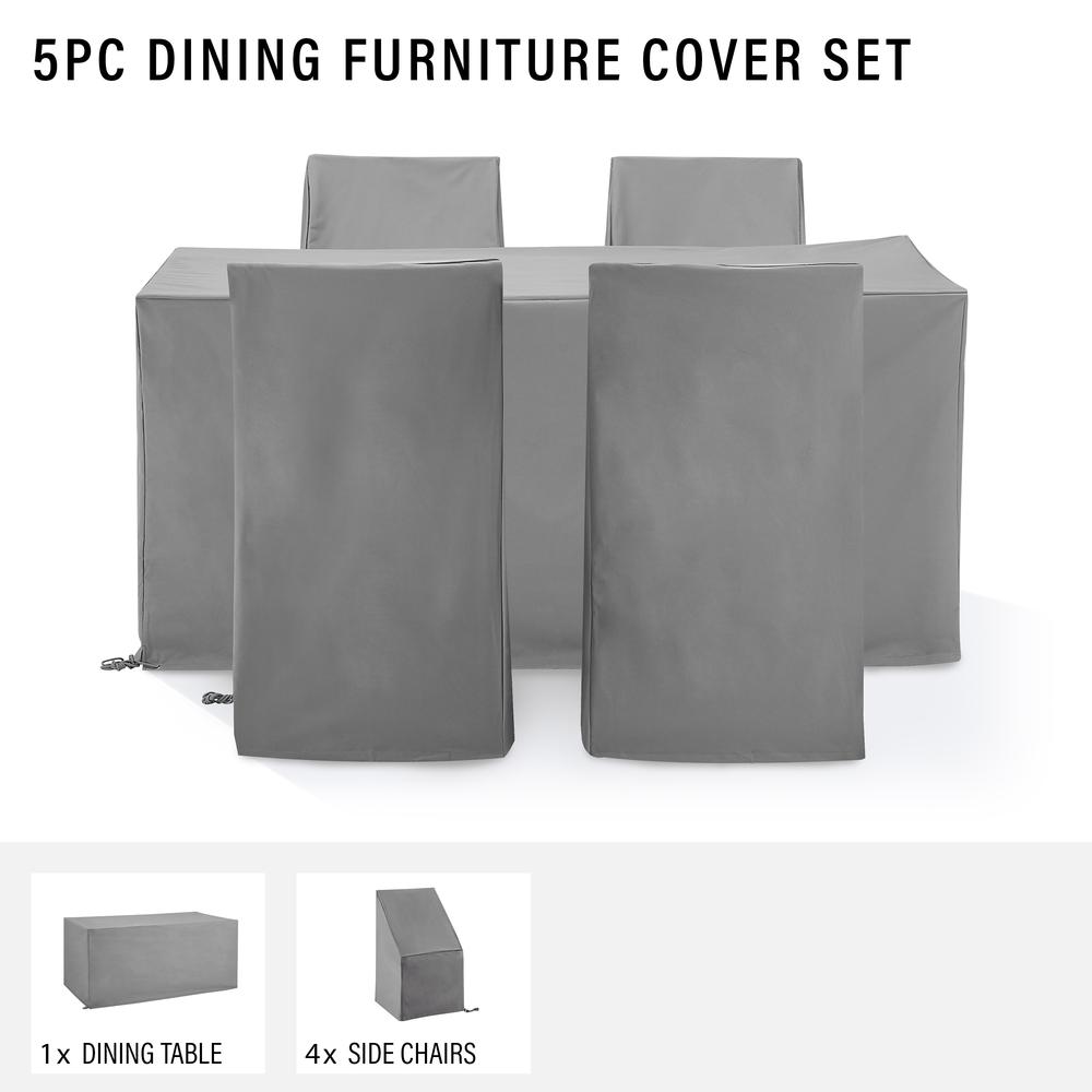 5Pc Outdoor Dining Furniture Cover Set - 4 Dining Side Chairs & 1 Dining Table