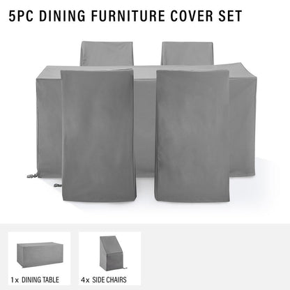 5Pc Outdoor Dining Furniture Cover Set - 4 Dining Side Chairs & 1 Dining Table