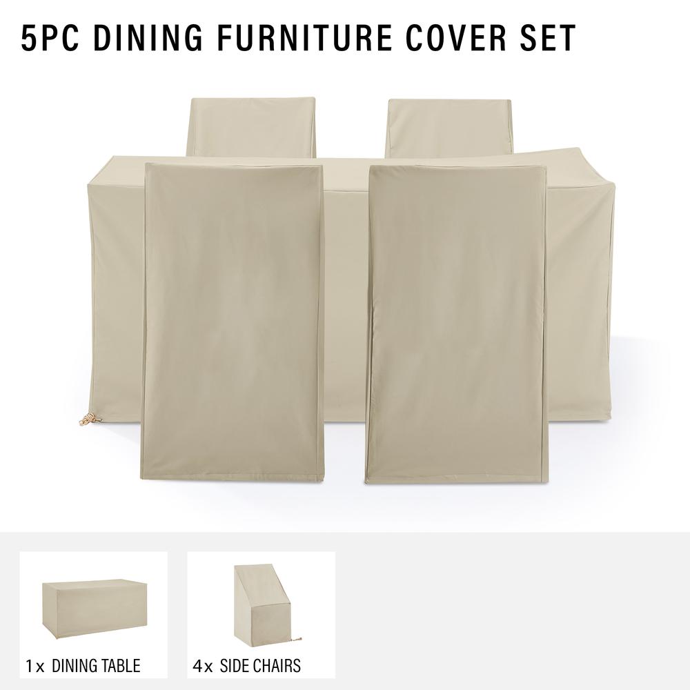 5Pc Outdoor Dining Furniture Cover Set - 4 Dining Side Chairs & 1 Dining Table