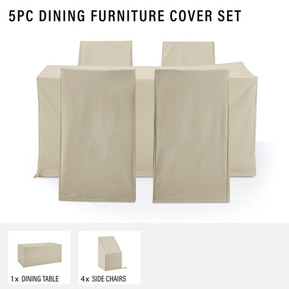 5Pc Outdoor Dining Furniture Cover Set - 4 Dining Side Chairs & 1 Dining Table