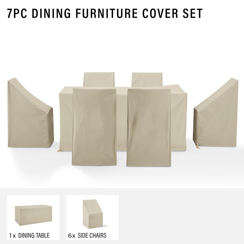 7Pc Outdoor Dining Furniture Cover Set - 6 Dining Side Chairs & 1 Dining Table