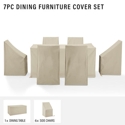 7Pc Outdoor Dining Furniture Cover Set - 6 Dining Side Chairs & 1 Dining Table