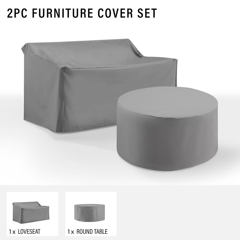 2Pc Outdoor Furniture Cover Set - Loveseat & Round Table