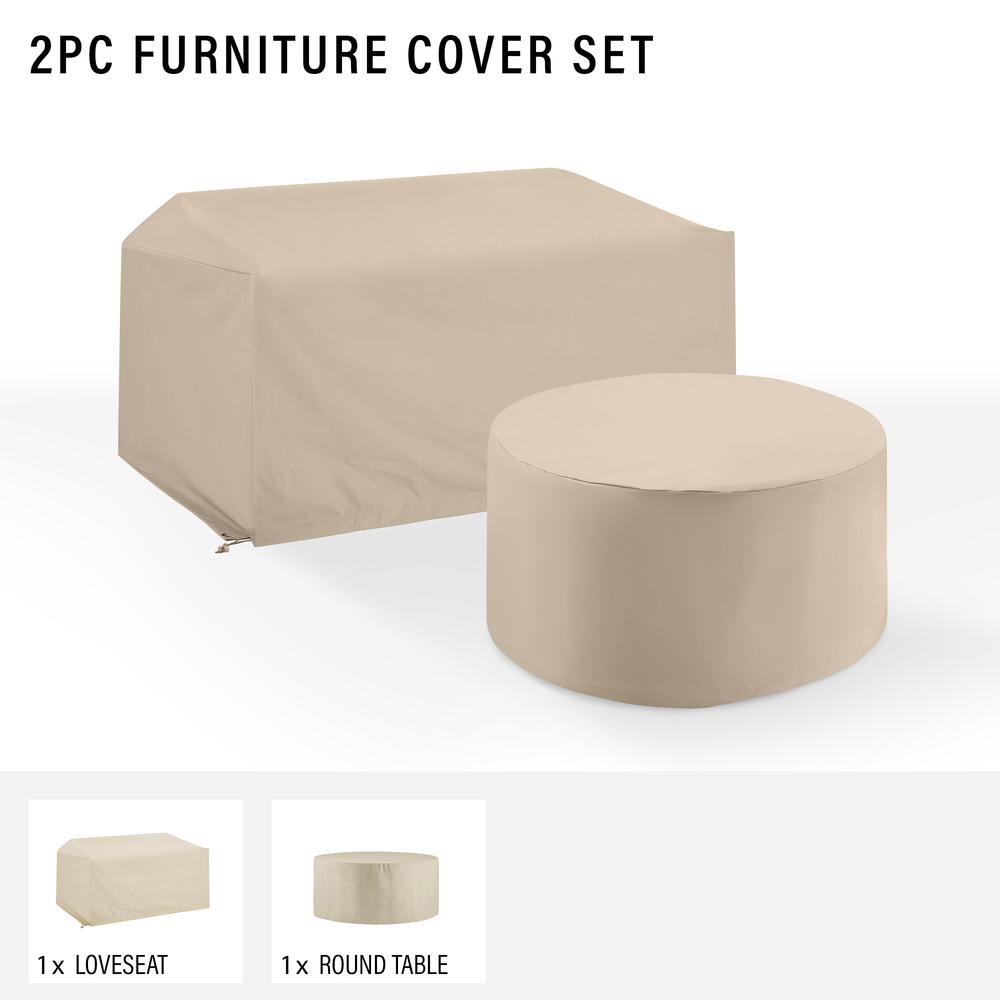 2Pc Outdoor Furniture Cover Set - Loveseat & Round Table
