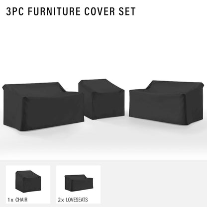 3Pc Outdoor Sectional Furniture Cover Set - 2 Loveseats & 1 Chair