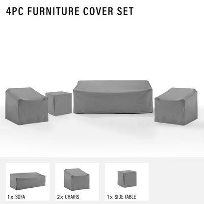 4Pc Outdoor Furniture Cover Set - 2 Chairs, 1 Sofa, & 1 Side Table