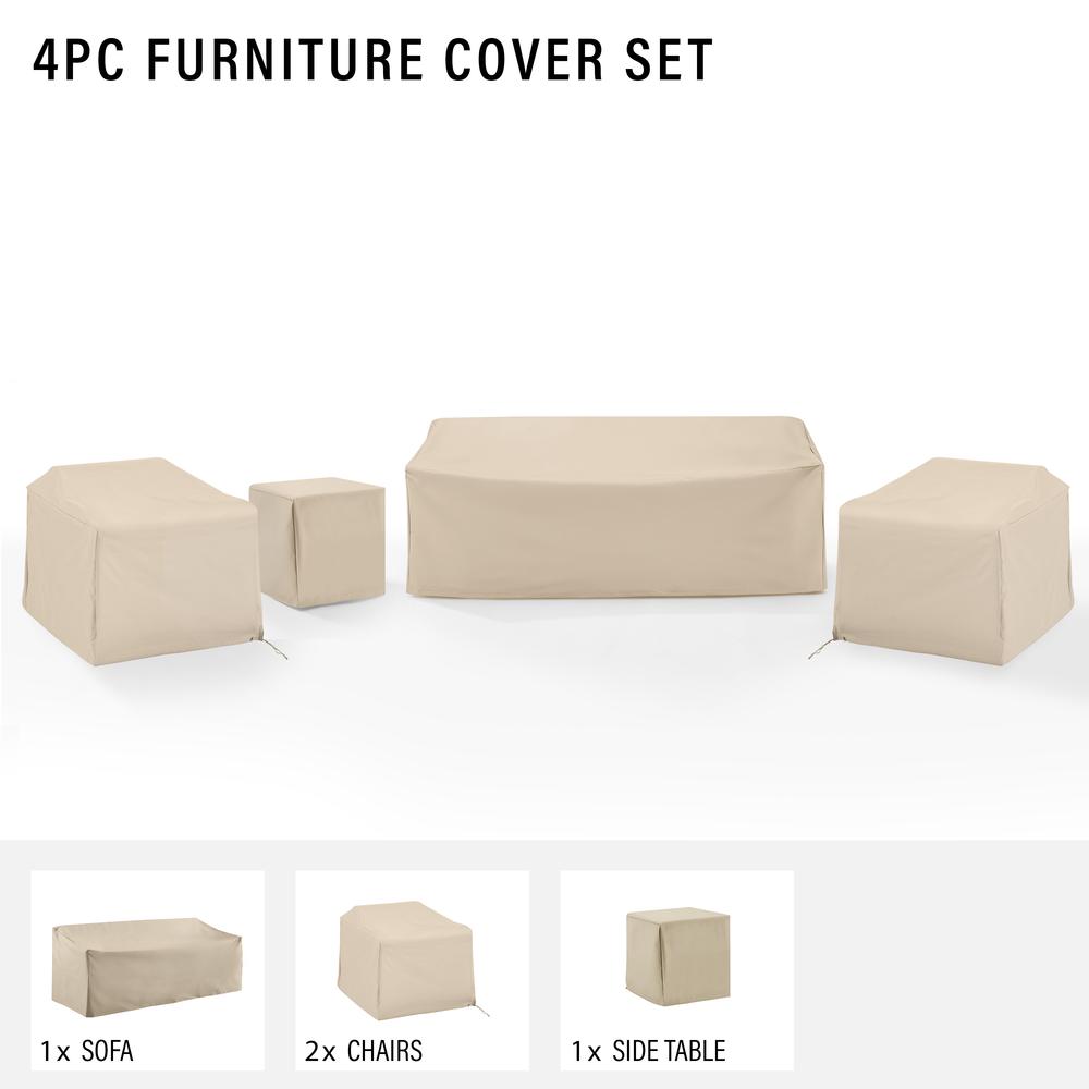 4Pc Outdoor Furniture Cover Set - 2 Chairs, 1 Sofa, & 1 Side Table