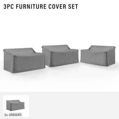 3Pc Outdoor Sectional Furniture Cover Set - 3 Loveseats