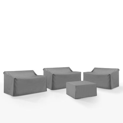 4Pc Outdoor Sectional Furniture Cover Set - 3 Loveseats & 1 Square Table/Ottoman