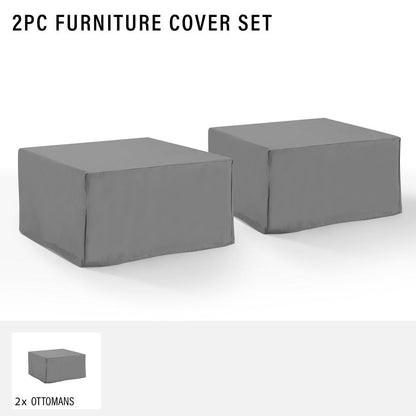 2Pc Square Table And Ottoman Furniture Cover Set - 2 Square Table/Ottoman