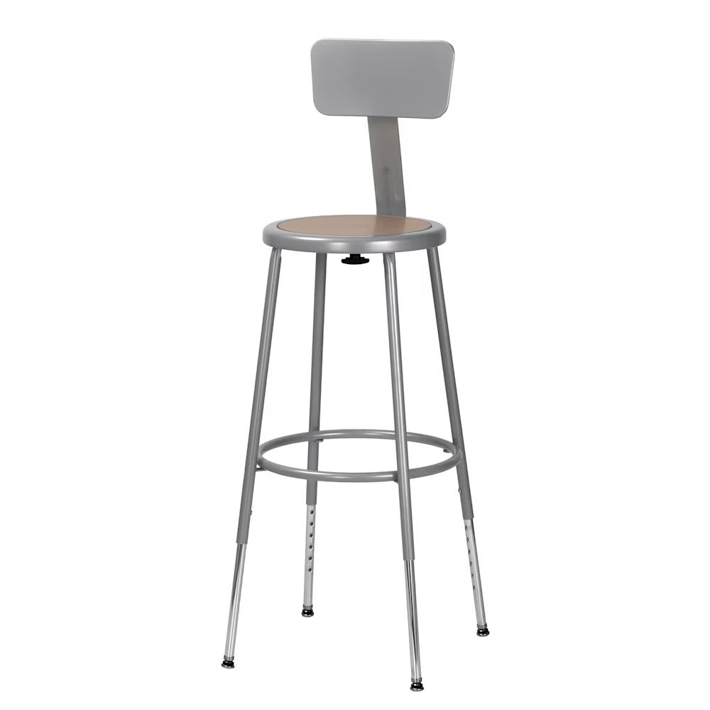 24.5 -32.5" Height Adjustable Heavy Duty Steel Stool With Backrest, Grey