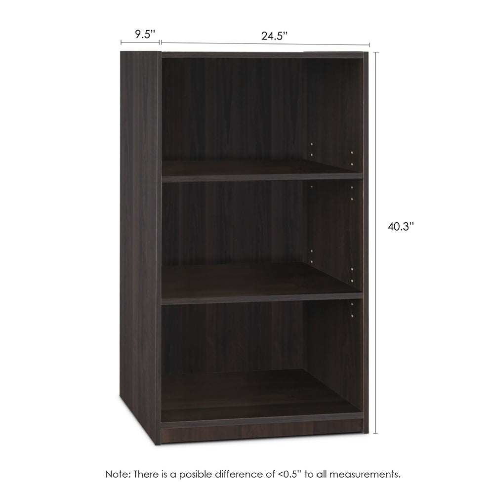 JAYA Simple Home 3-Shelf Bookcase, CC Espresso