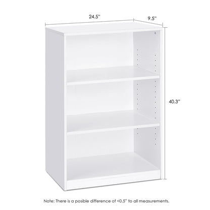 JAYA Simple Home 3-Shelf Bookcase, White