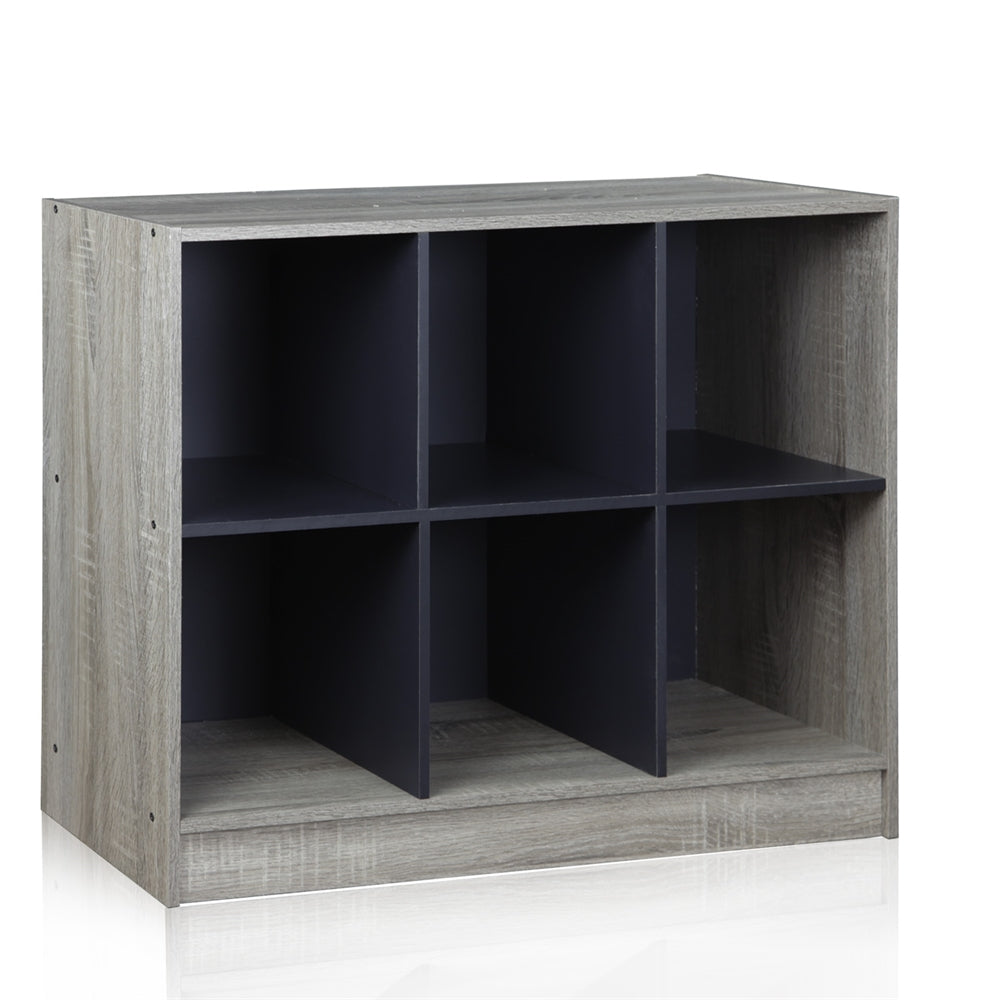 Basic 3x2 Bookcase Storage w/Bins, French Oak Grey/Black
