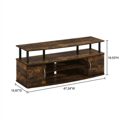 Black Amber Pine Large Entertainment Center with Spacious Storage