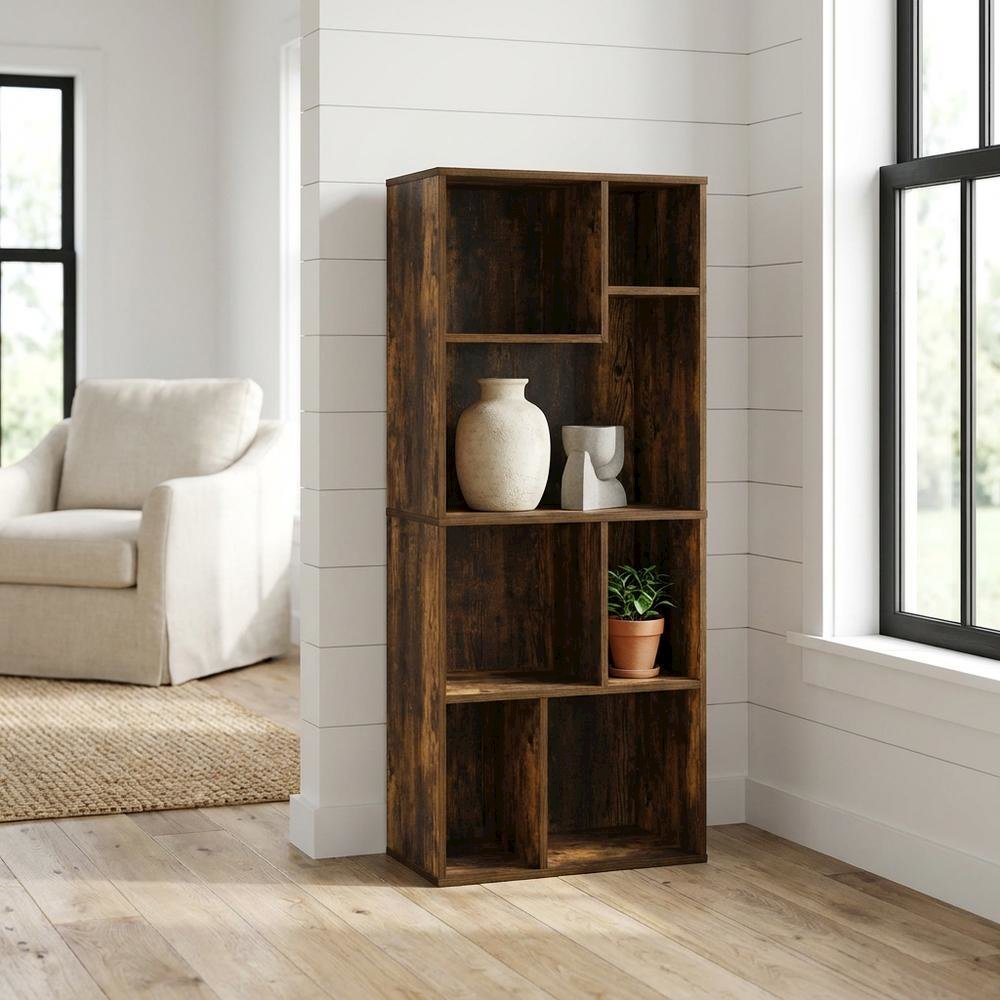 7-Cube Irregular Bookcase with Storage Organizer and Modern Design