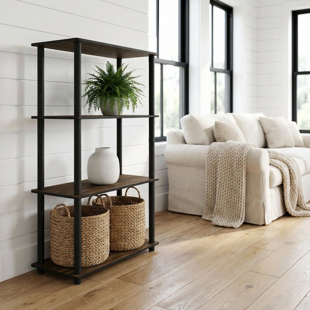Engineered Wood bookcase with open shelving for living room organization