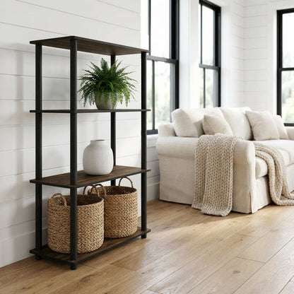 Engineered Wood bookcase with open shelving for living room organization