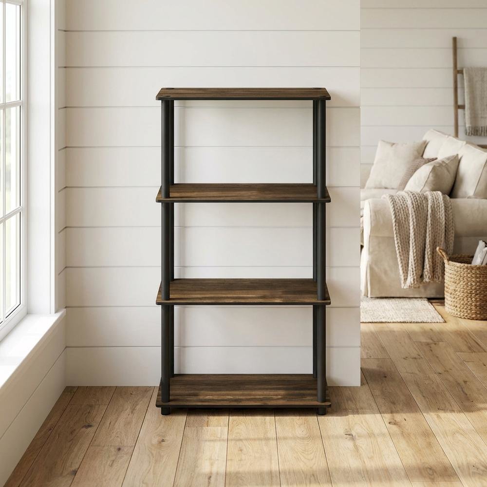 Engineered Wood bookcase with open shelving for living room organization