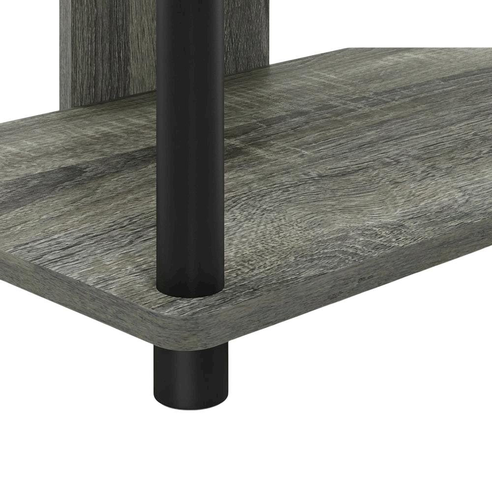 Engineered Wood TV stand, French Oak Grey, Black finish, 4-Tier Storage