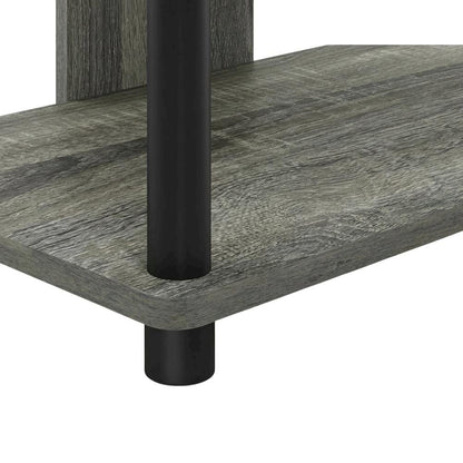 Engineered Wood TV stand, French Oak Grey, Black finish, 4-Tier Storage