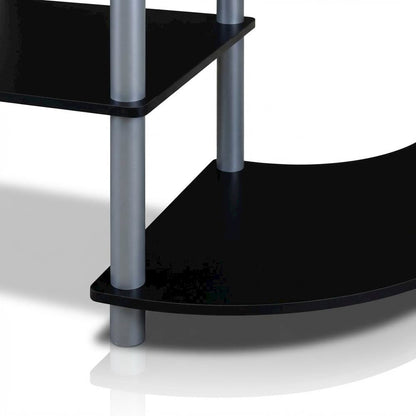Wide TV Stand with Black and Grey Finish, Composite Wood and PVC Tubes