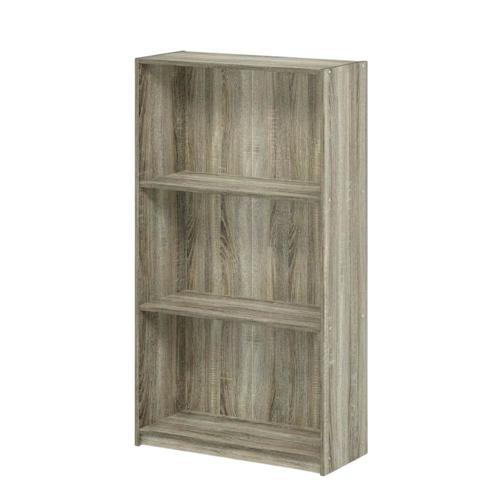 3-Tier Bookcase with Sonoma Oak Finish, Durable Engineered Wood Shelves