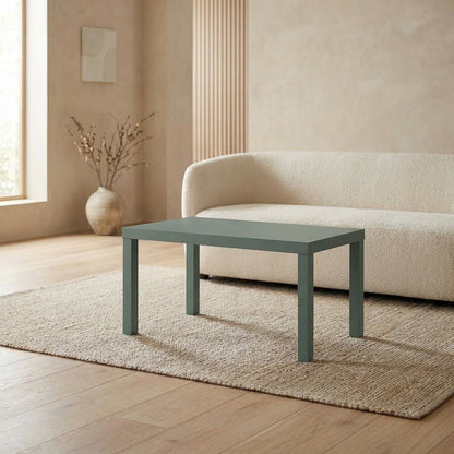 Rectangular Sage Green Coffee Table with Thick Tabletop, Modern Style