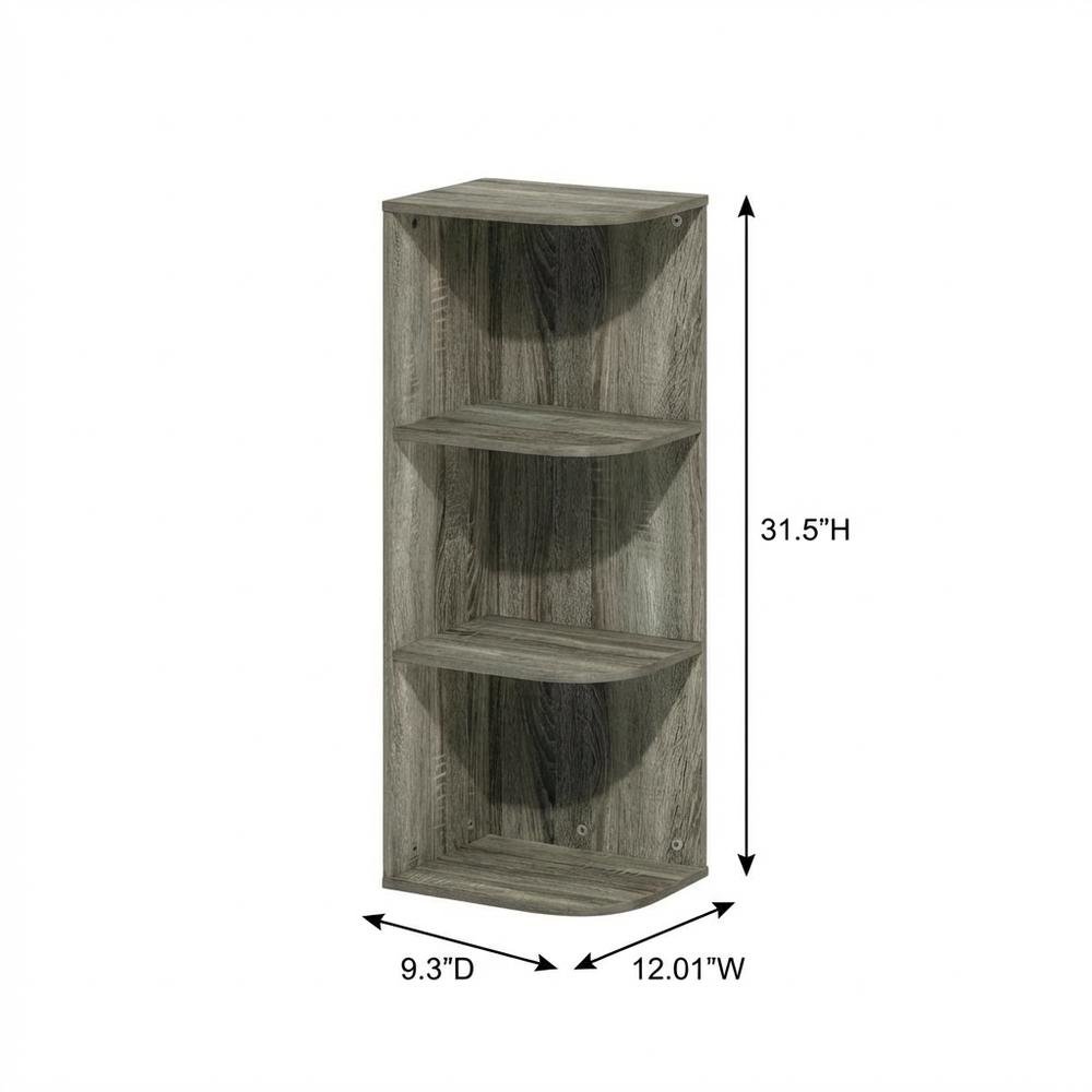3-Tier Corner Open Shelf Bookcase in French Oak Engineered Wood