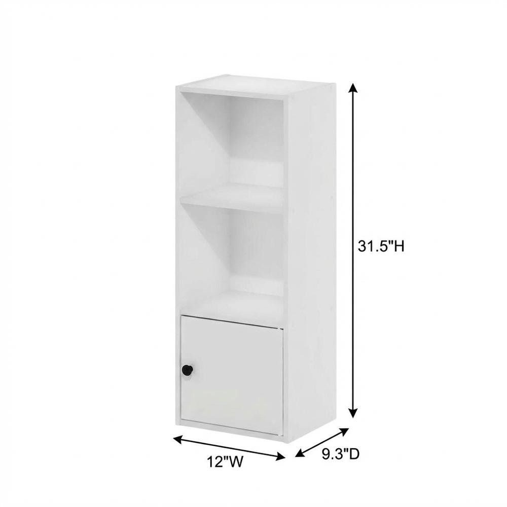 3-Tier Bookcase with Lockable Storage Door and Open Shelves