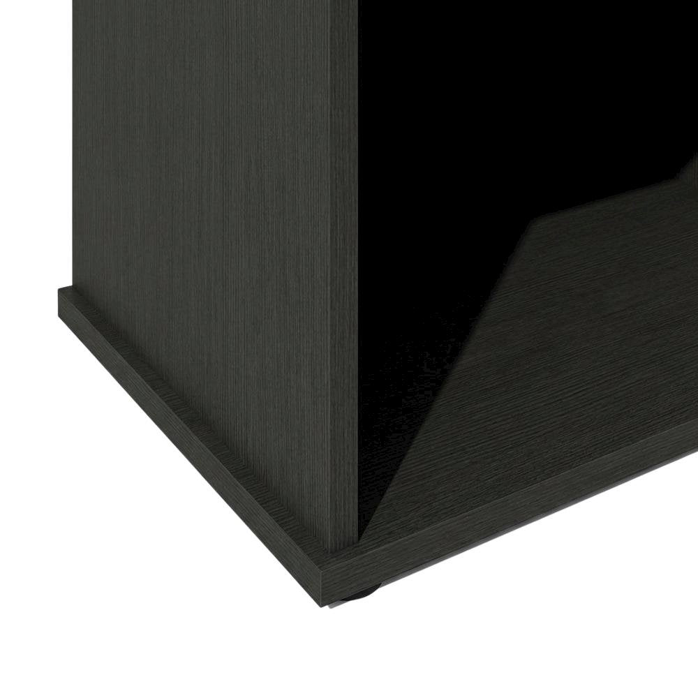 Brown electric fireplace corner TV stand, up to 70-inch screen, rubberwood