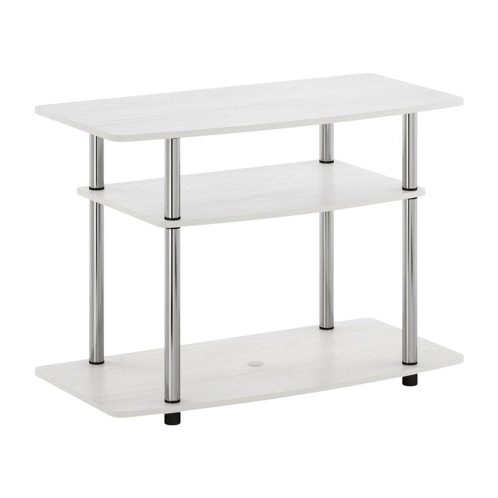 Oak/Chrome TV Stand with 3-Tier Shelving and Engineered Wood Construction