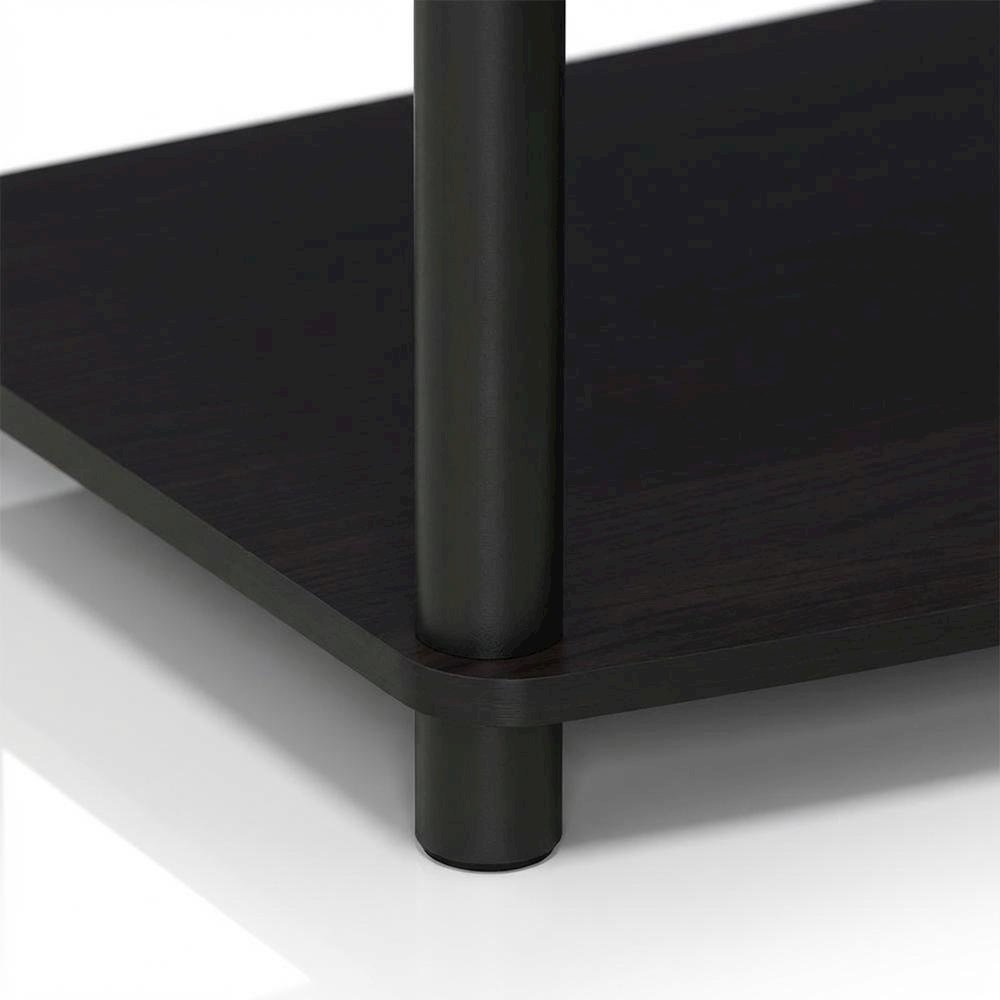 Dark Walnut 2-Tier Elevated TV Stand with No Tools Assembly