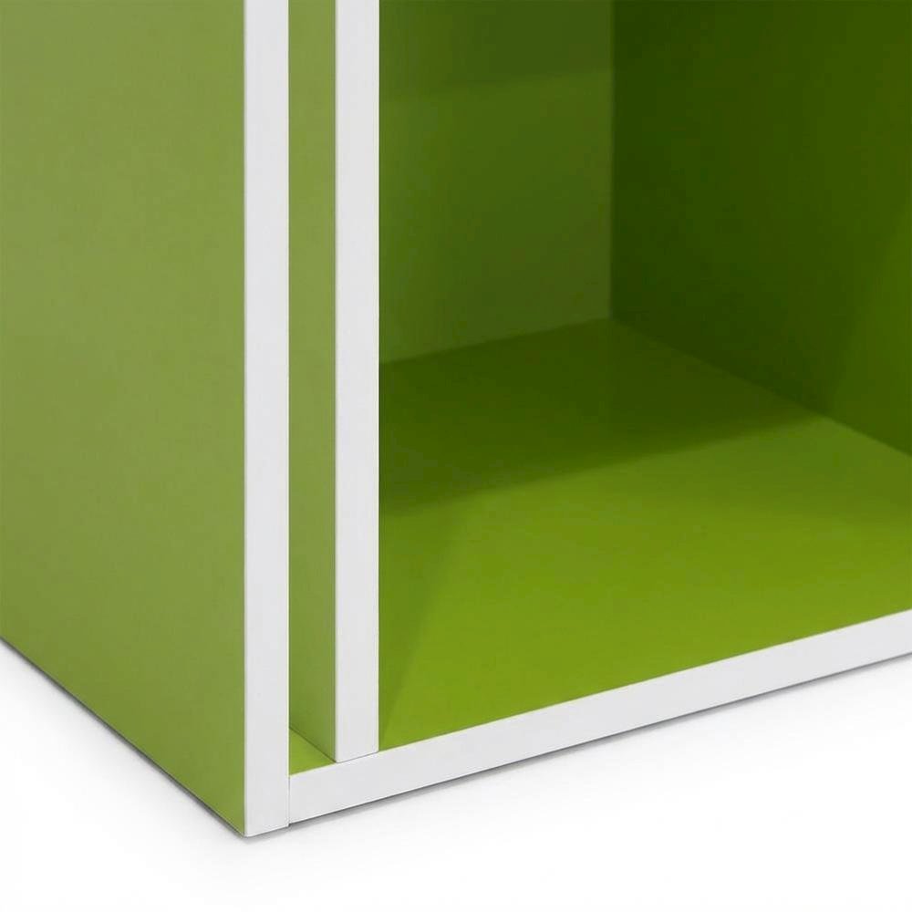 White/Green 3-Tier Open Shelf Bookcase with Ample Storage and Modern Design