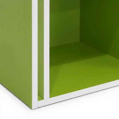 White/Green 3-Tier Open Shelf Bookcase with Ample Storage and Modern Design