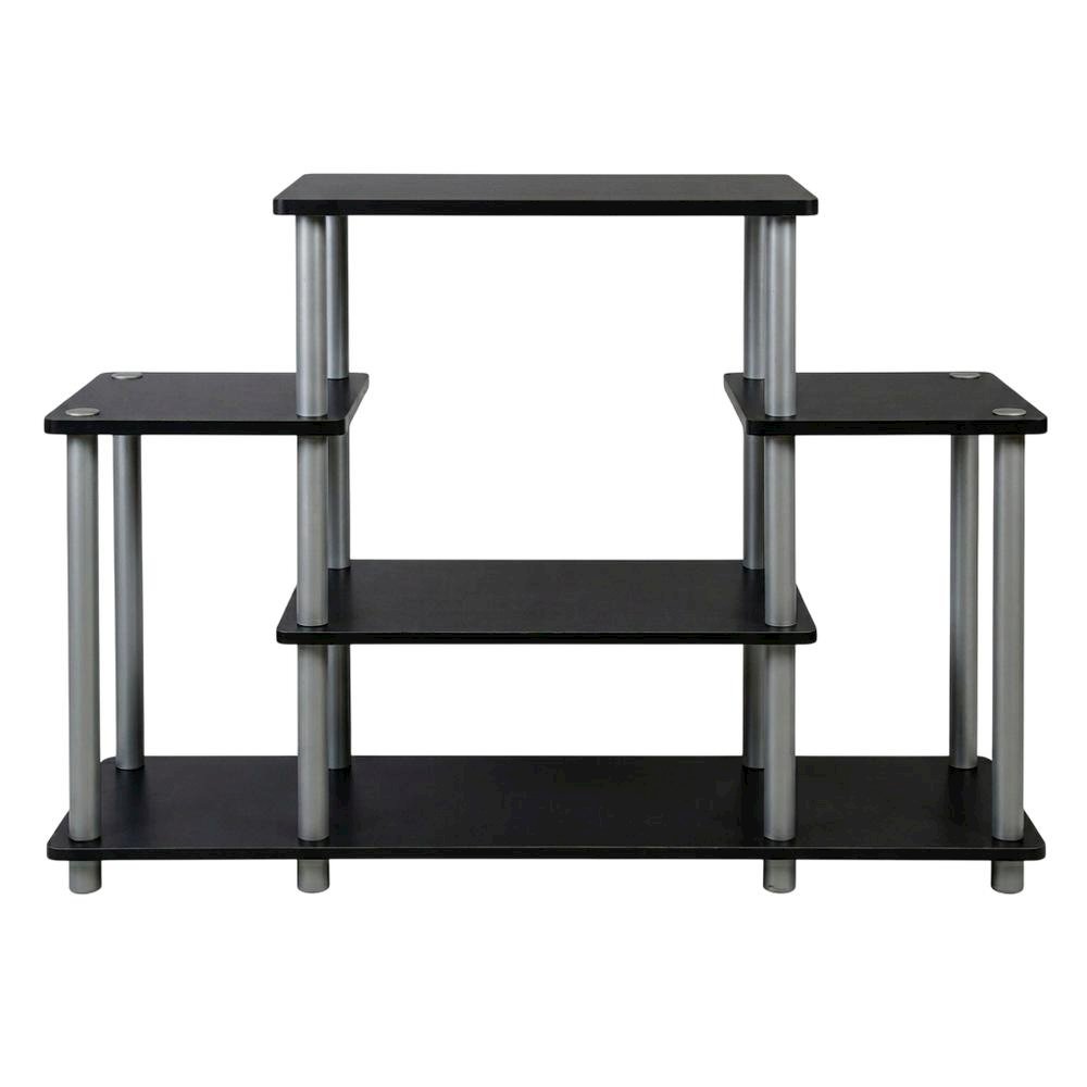 Black/Grey no tools entertainment center with modern design, sturdy construction