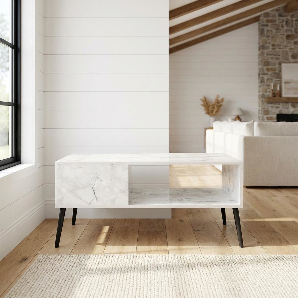 Marble TV stand for 40-inch screens with Engineered Wood legs