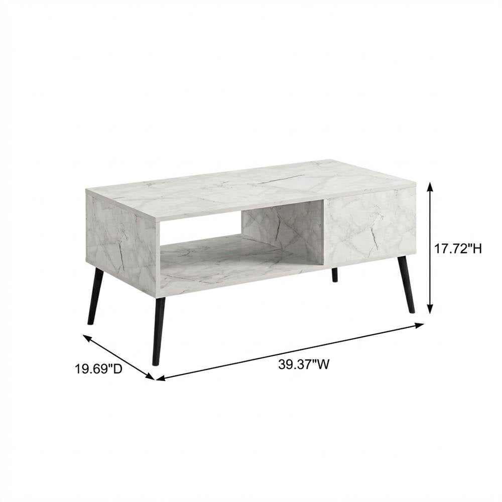 Marble TV stand for 40-inch screens with Engineered Wood legs